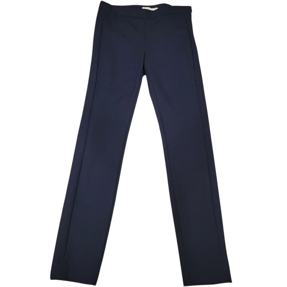 Tory Burch Maude Navy Blue Stretch Ankle Flat Front Cigar Pants Size‎ 2 I376